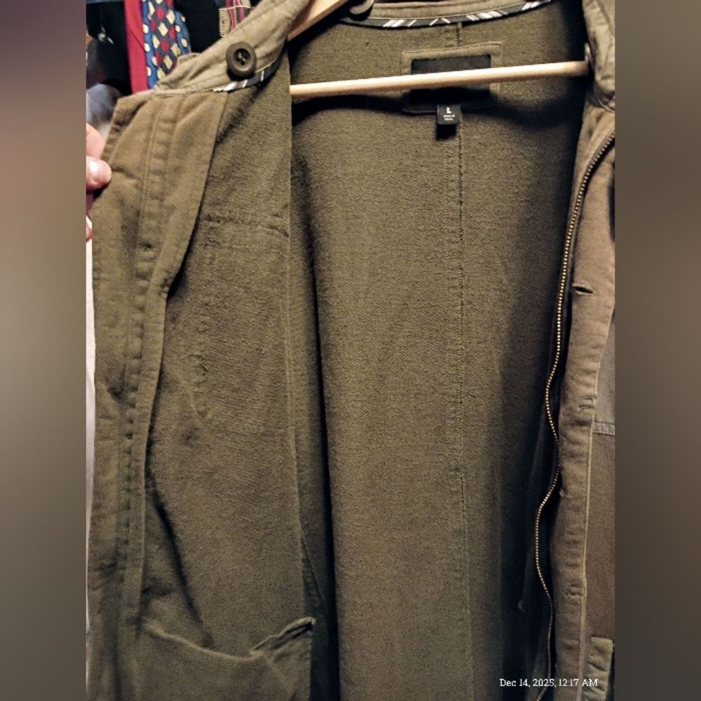 Vintage Y2K Hurley Military M-65 Field Jacket Olive Green Canvas Utility Shacket - Picture 9 of 14